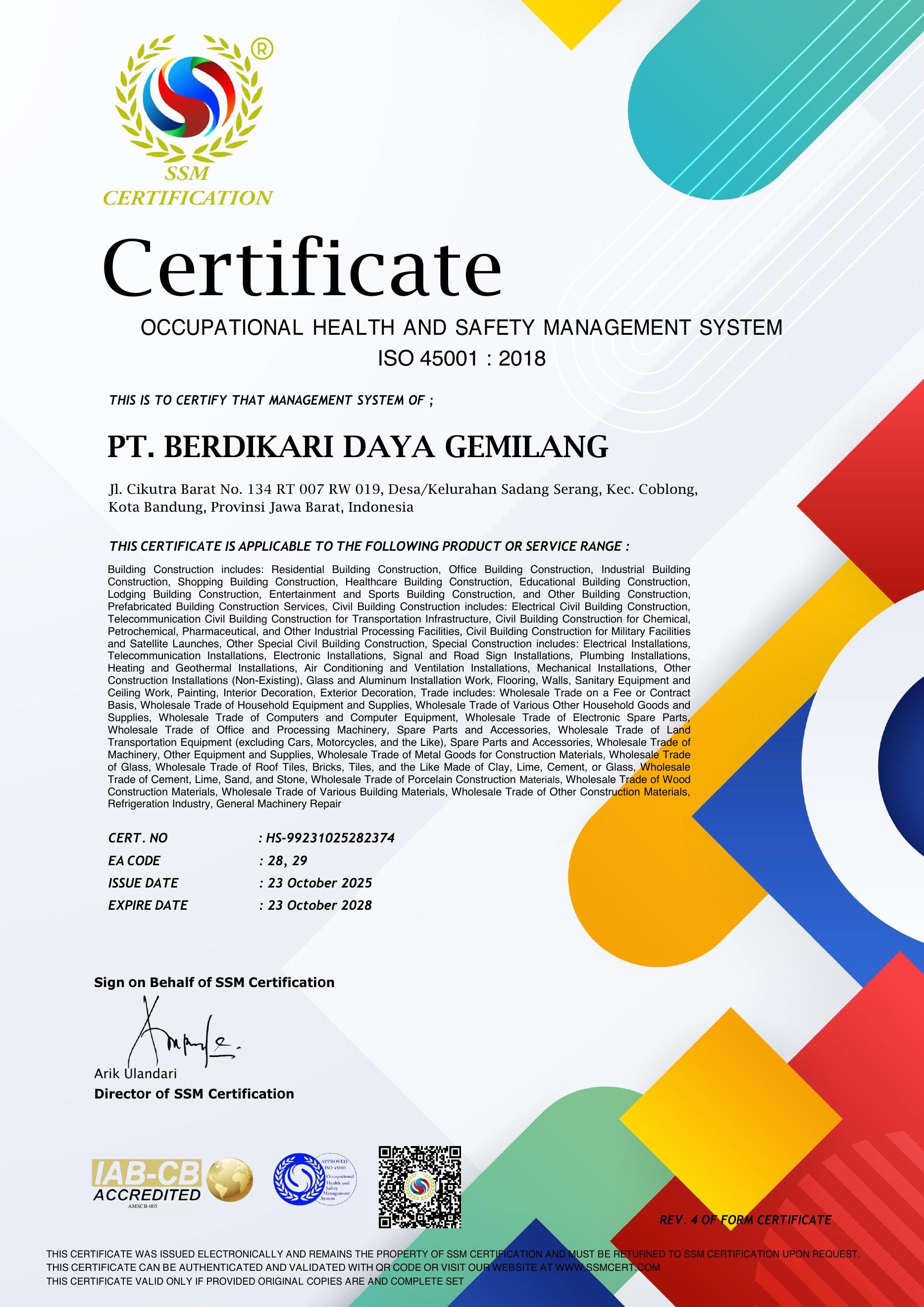 ISO 45001:2018 - Sistem Manajemen Keselamatan dan Kesehatan Kerja